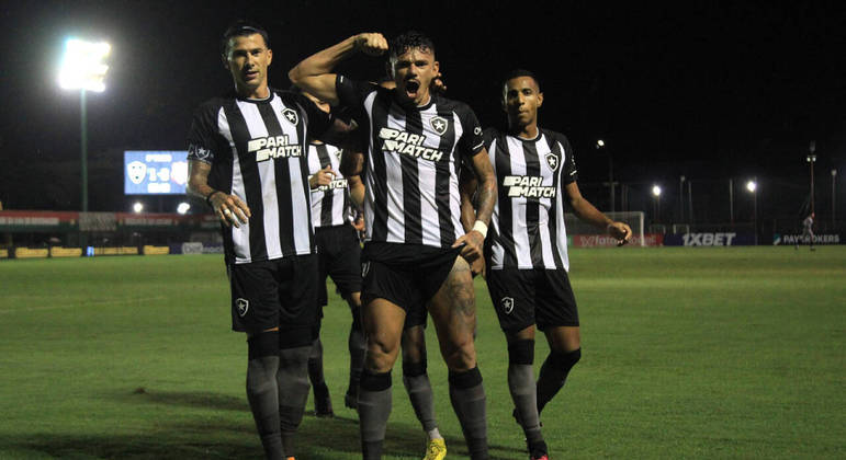 Tiquinho Soares (centro) comemora mais um gol pelo Botafogo