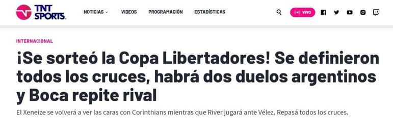 TNT SPORTS (Argentina) - 'A Copa Libertadores foi sorteada! Todos os cruzamentos foram definidos, haverá dois duelos argentinos e Boca repete rival'
