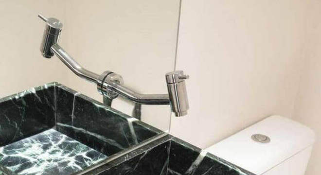 toalha de lavabo - lavado com granito escuro 