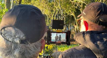 Diretor gravando cenas em Gramado 
