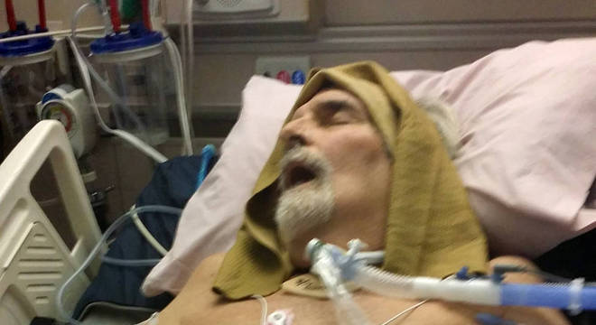 Patterson antes do tratamento; ele perdeu muito peso