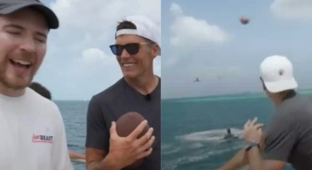 Tom Brady acerta bola em drone