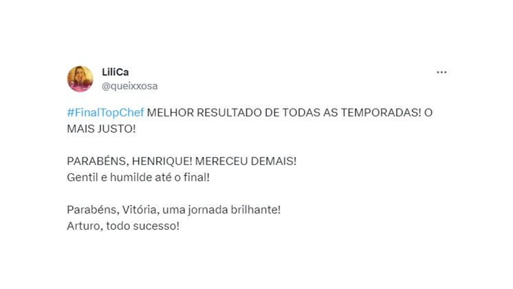 Fã do pandinha detectada! É isso aí Lilica, os três arrasaram, e Henrique brilhou com o menu 