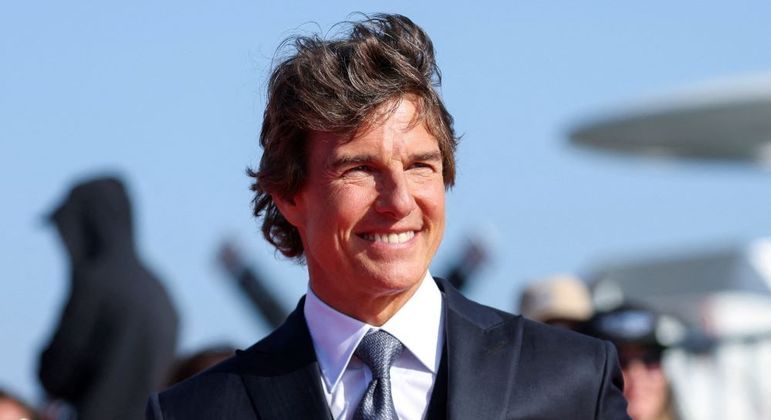 Tom Cruise durante evento de lançamento de Top Gun: Maverick, nos Estados Unidos