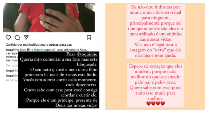 Marcela acusou Toquinho de não procurar o neto há mais de dois anos