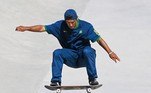 Brazil's Kelvin Hoefler competes in the men's street prelims heat 2 during the Tokyo 2020 Olympic Games at Ariake Sports Park Skateboarding in Tokyo on July 25, 2021.
