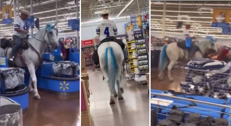 Torcedor da NFL entra com cavalo em supermercado nos EUA