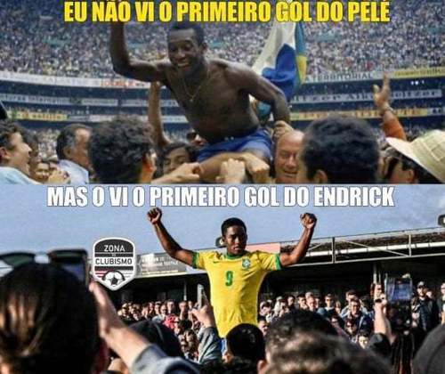 Torcedores fazem memes após gol de Endrick contra o Athletico Paranaense.