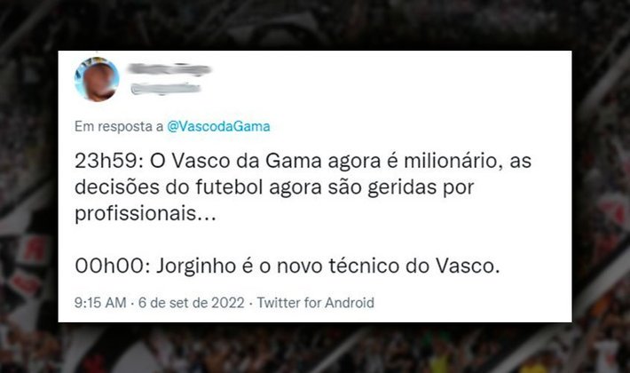 Torcedores foram ao post oficial de anúncio do novo treinador do Vasco e fizeram comentários.