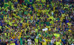 Torcida do Brasil no estádio comemorou pela segunda vez um gol do Brasil, mas só nesta valeu
