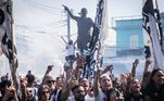 Torcida continuou apoiando após o Grêmio abrir o placar e vibrou com os gols de Marcos Leonardo e Julio Furch