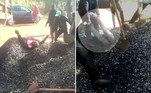 Um trabalhador da construção civil passou aproximadamente três minutos embaixo de uma pilha de cascalho, acidentalmente despejada sobre ele por um caminhão