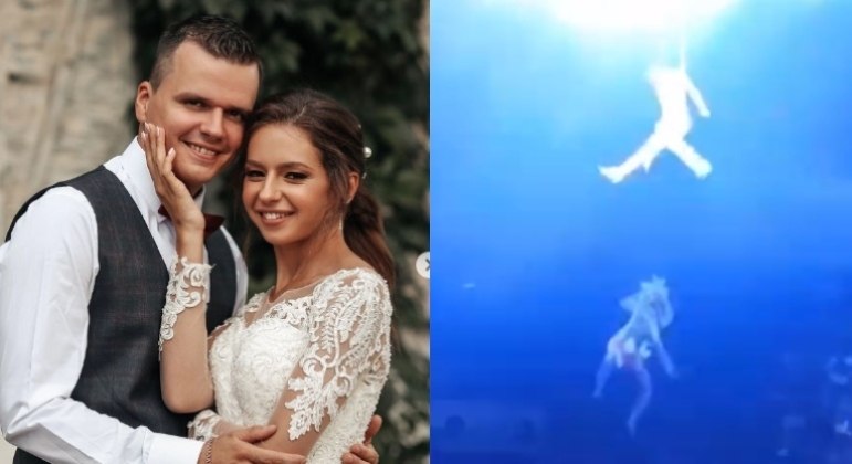 O casal Sergey Zolotukhin e Tatyana Zolotukhina e o acidente no trapézio