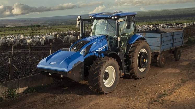 Trator T6.180 Methane Power, movido a gás biometano, da marca New Holland. Divulgação / New Holland 