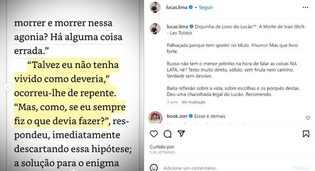 Trecho do livro sublinhado pelo músico