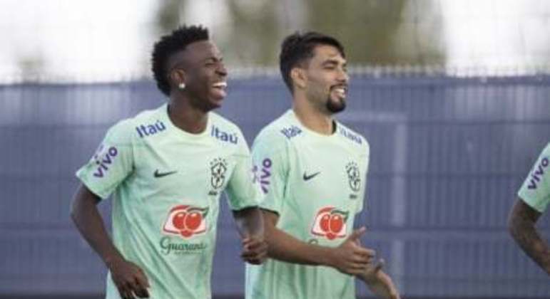 Treino da Seleção Brasileira em Le Havre - 19/09/2022 - Vini Jr. e Lucas Paquetá
