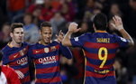 O trio MSN era formado por Messi, Neymar e Suarez quando jogaram no Barcelona. Juntos marcaram 364 gols e conquistaram nove títulos, incluindo uma Liga dos Campeões e dois campeonatos espanhóis