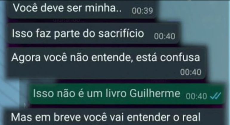 Troca de mensagens entre Ingrid e Guilherme