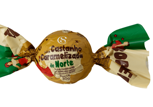 TrufaCastanha Caramelizada 30g – Região NorteInspirado em um dos tradicionaisaperitivos da região Norte, tem a trufa de chocolate ao leite com recheio saborcastanha caramelizada. A partir de R$ 3,90 para Cacau Lovers.