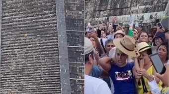 Agreden a turista tras subir los escalones de la pirámide maya en México