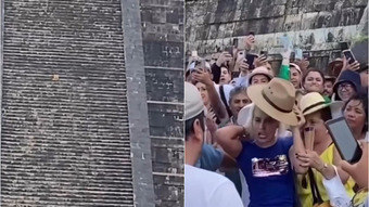 A tourist has been attacked after climbing the steps of a Mayan pyramid in Mexico