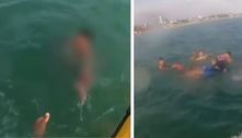 Vídeo: oito turistas são resgatados após ter sido levados por correntes do mar no litoral de SP