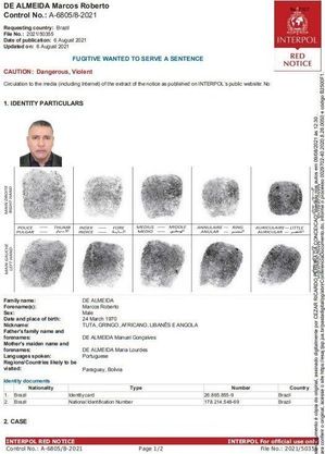 Tuta está na difusão vermelha da Interpol