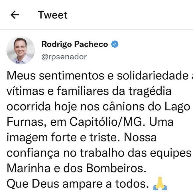 Rodrigo Pacheco prestou solidariedade
