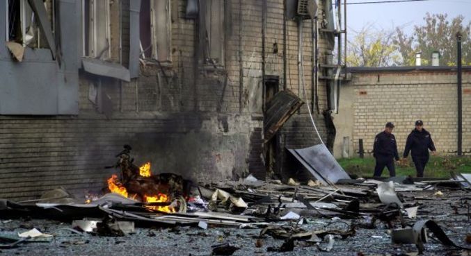 Área de Melitopol atingida por explosão
