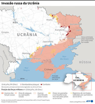 O Exército russo continua com uma grande ofensiva na região leste da Europa e avançou no seu objetivo de conquistar toda a região do Donbass, que é constituída por Donetsk e Lugansk