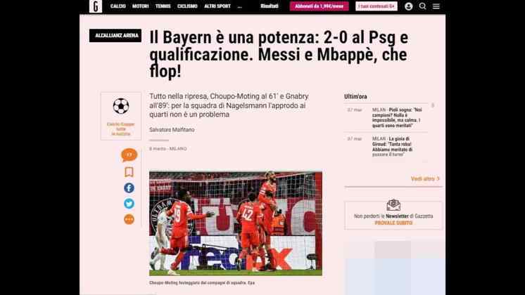 'Uma potencia': a 'Gazzetta dello Sport' rasgou elogios ao time alemão e ainda deixou uma alfinetada aos franceses: 'Que flop!'