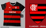 Camisas dos times de futebol inspiradas nos escudos dos clubes: Flamengo