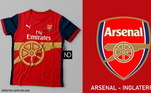 Camisas dos times de futebol inspiradas nos escudos dos clubes: Arsenal
