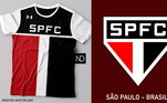 Camisas dos times de futebol inspiradas nos escudos dos clubes: São Paulo