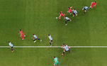 Imagem aérea do jogo entre Uruguai e Coreia do Sul