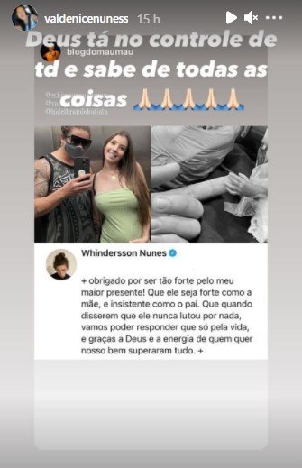 Valdenice Nunes fala sobre nascimento do neto 