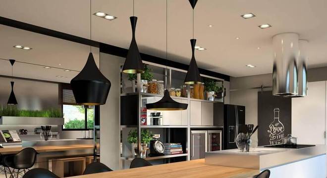 vários formatos de luminária pendente para cozinha