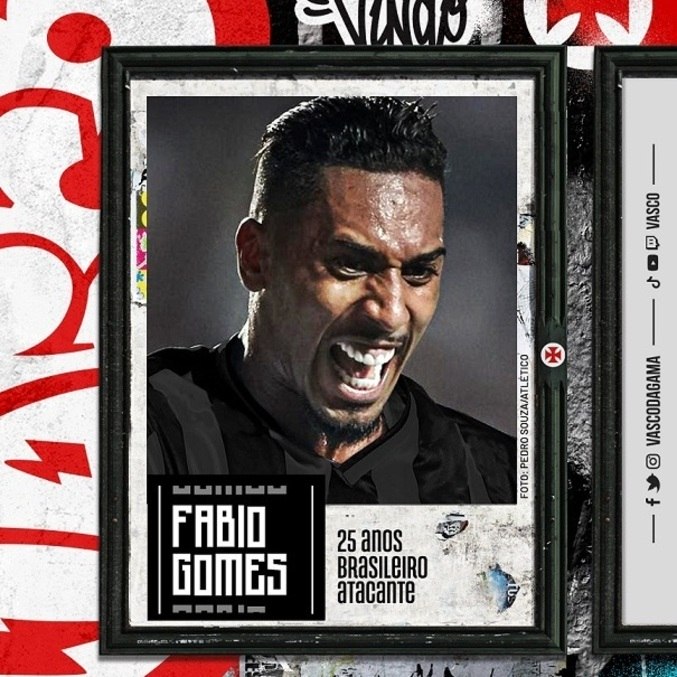 Arte do Vasco anunciando a contratação de Fábio Gomes