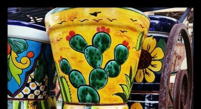 vaso de barro - vasos de plantas com desenhos de cactos 