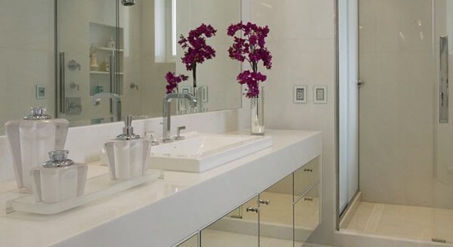 Vaso de flores encantam se utilizadas como enfeites para banheiro