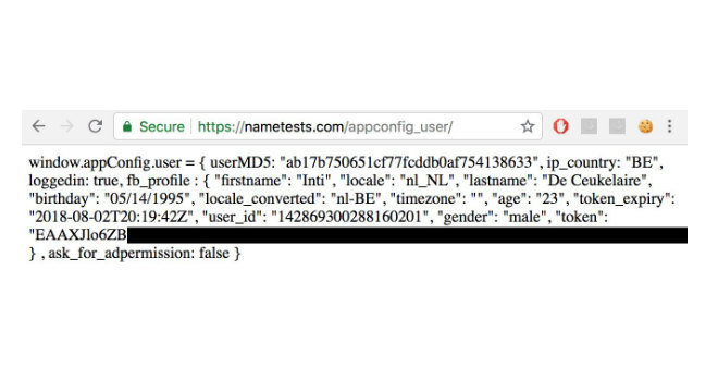 Informações pessoais de Inti De Ceukelaire e código JavaScript