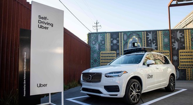 Veículo autônomo da Uber exposto em evento da empresa em setembro, na Califórnia Futuro 