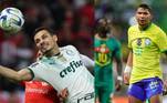 Raphael Veiga e RonyA dupla palmeirense foi convocada para a seleção brasileira para amistosos pós-Copa, após grandes atuações pelo alviverde, mas desde então vem oscilando. Rony, por exemplo, desde que foi titular contra o Marrocos, em março, disputou 24 partidas pelo clube e piorou sua produção ofensiva, marcando apenas quatro gols. Veiga vive situação parecida, e no último sábado (22) fez um gol, quebrando um jejum de dois meses sem marcar