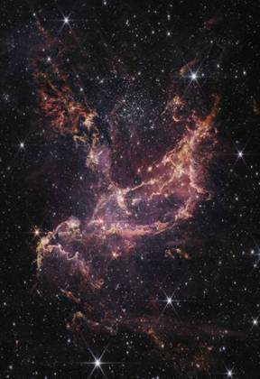 Graças ao telescópio espacial James Webb, a formação de galáxias NGC 346 se tornou menos misteriosa. A região fica na Pequena Nuvem de Magalhães, que é uma galáxia anã próxima à Via LácteaVeja também: Telescópio James Webb: relembre a trajetória da nova aposta da Nasa para descobertas espaciais