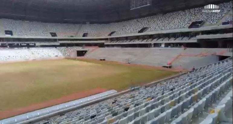 Veja como estão as obras do novo estádio do Atlético Mineiro.