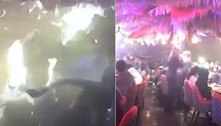 Velas de bolo incendeiam teto e provocam correria em bar de narguilé 