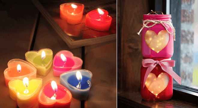 Velas coloridas para o dia dos namorados