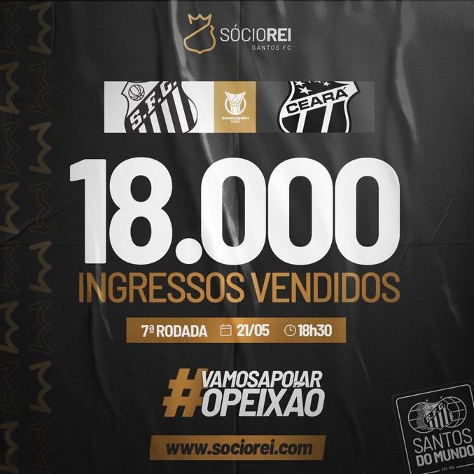 Venda de ingressos para Santos FC a América-MG, pelo Campeonato Brasileiro  - Santos Futebol Clube