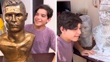 Torcedor de 13 anos faz escultura de Cristiano Ronaldo e pede ajuda para ser notado pelo jogador