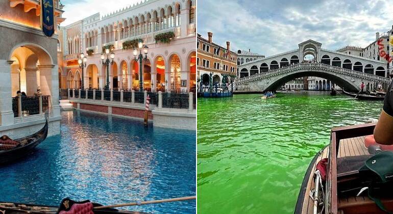  Os famosos canais de Veneza, na Itália, atraem, todos os anos, milhares de turistas ávidos por passear de gôndola (um tipo de barco) pela cidade — que é praticamente toda interligada por eles. Porém, um mistério intrigou o mundo: de repente, as águas de Veneza ficaram verde fluorescente